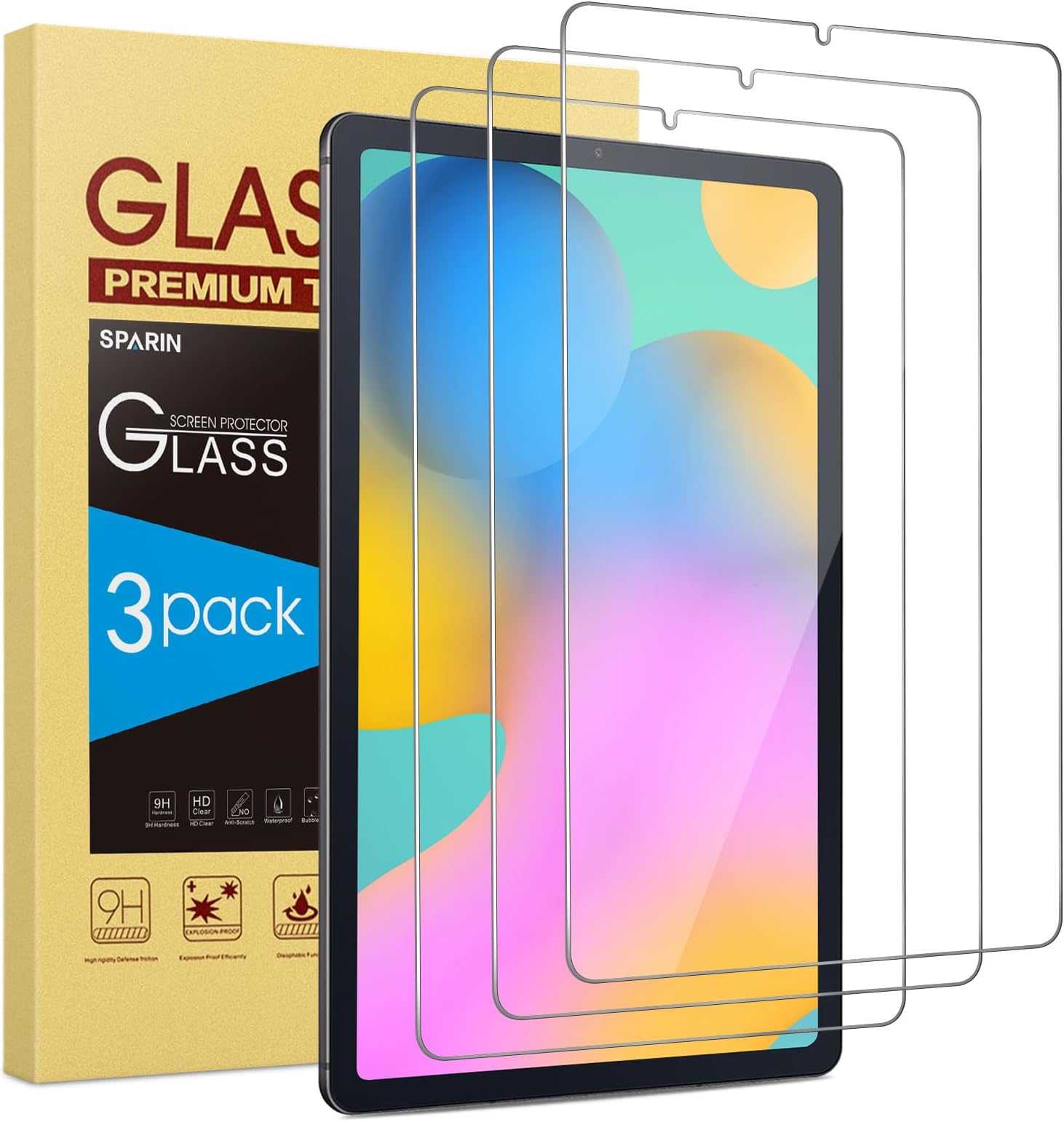Screen Protector for Samsung Galaxy Tab S6 Lite 10.4 Inch(2024/2022/2020), 3 Pack 9H Hardness Tempered Glass with S Pen Compatible, Scratch Resistant, Case Friendly