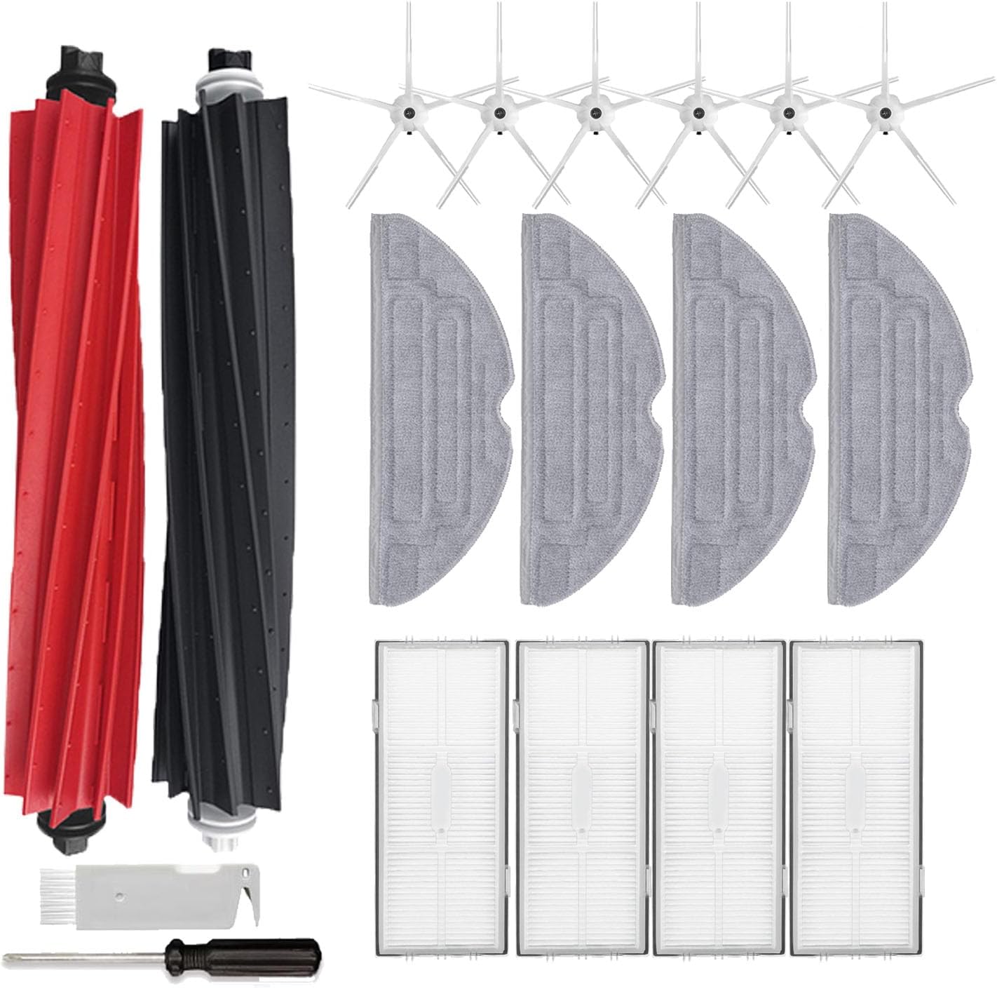 18Pcs Filter& Roller Brush Accessories Sets Replacement for Roborock S8/ S8+/ S8 Pro/Ultra G20 Vacuum Cleaner Spare Parts (White)