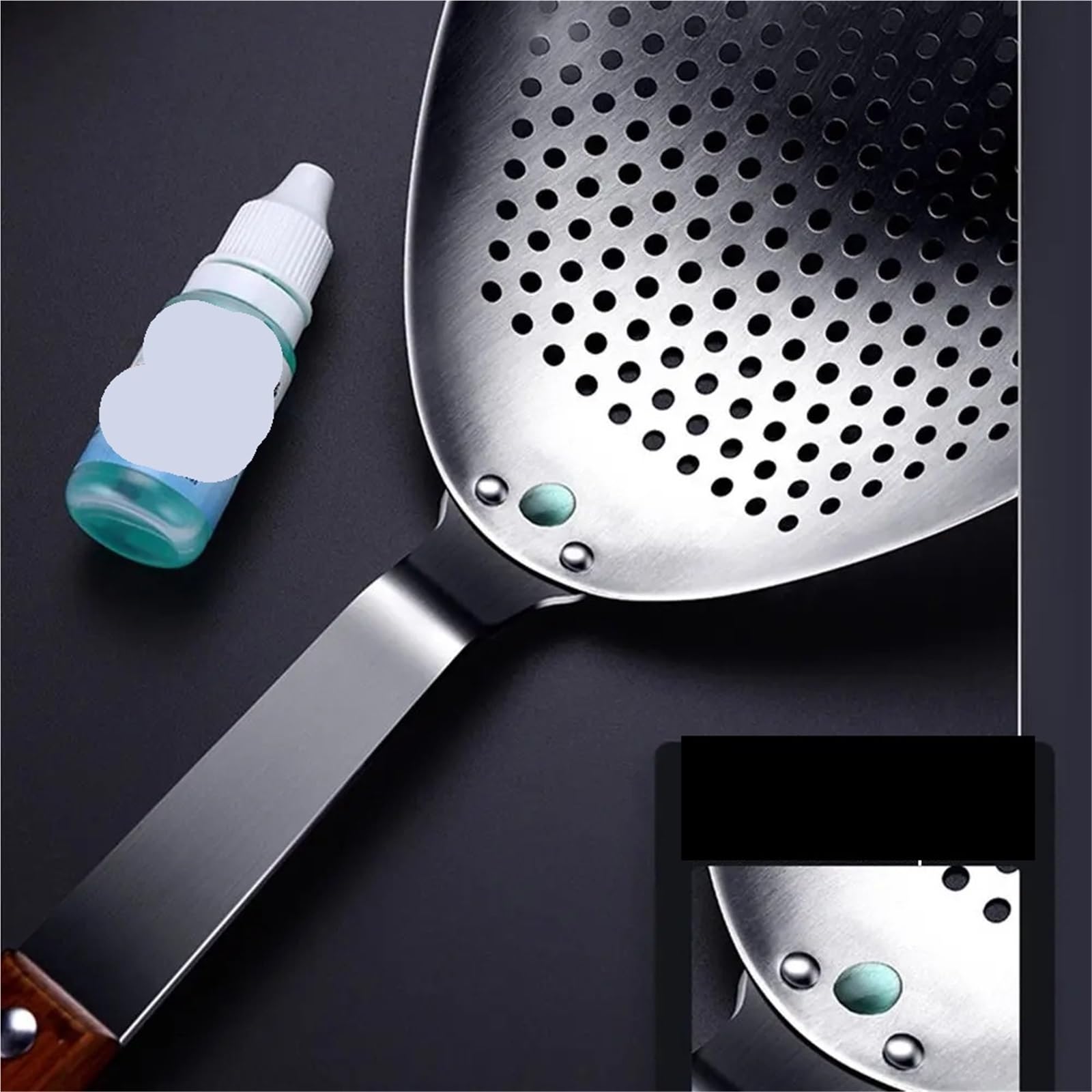 Espumadera Colador Spider 2 uds espumadera de acero inoxidable cuchara ranurada mango madera colador pasta antideslizante filtro cucharón grueso for cocina for freír alimentos(15 * 37cm)