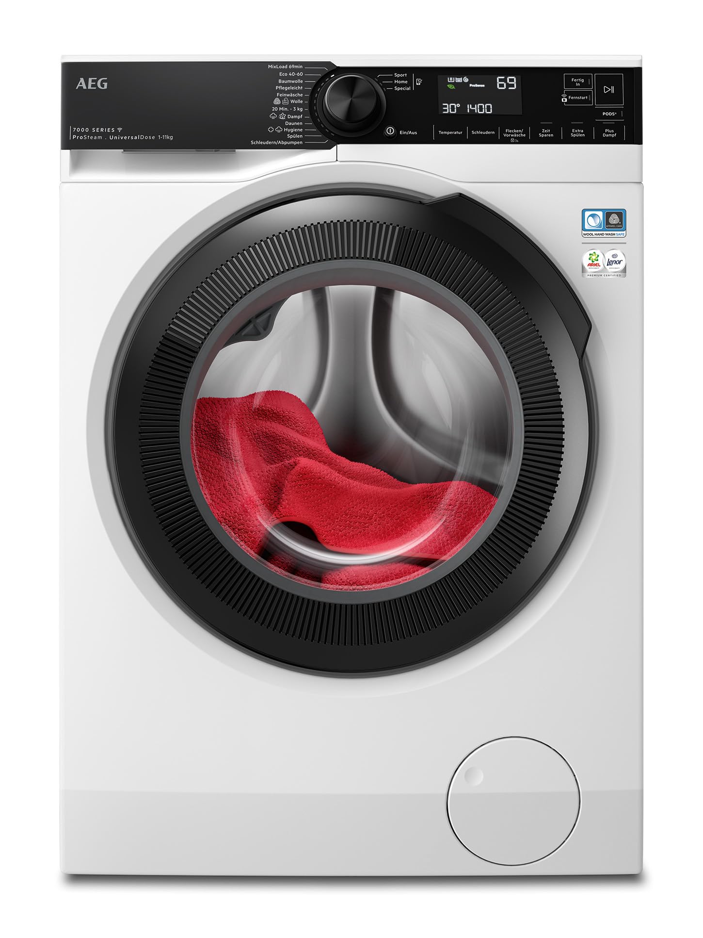 AEG LR7EW75610 WiFi Waschmaschine / Serie 7000 mit ProSteam / UniversalDose Schublade / 11,0 kg / Leise / Mengenautomatik / Nachlegefunktion / Kindersicherung / Wasserstopp / 1600 U/min