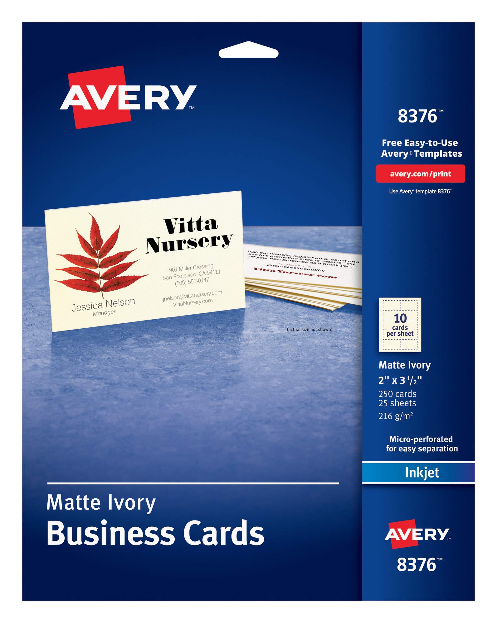 Buy Avery Printable Business Cards With Sure Feed Technology, 2 X 3.5,  Ivory, 250 Blank Cards For Inkjet Printers (08376) Online At  Desertcartjamaica