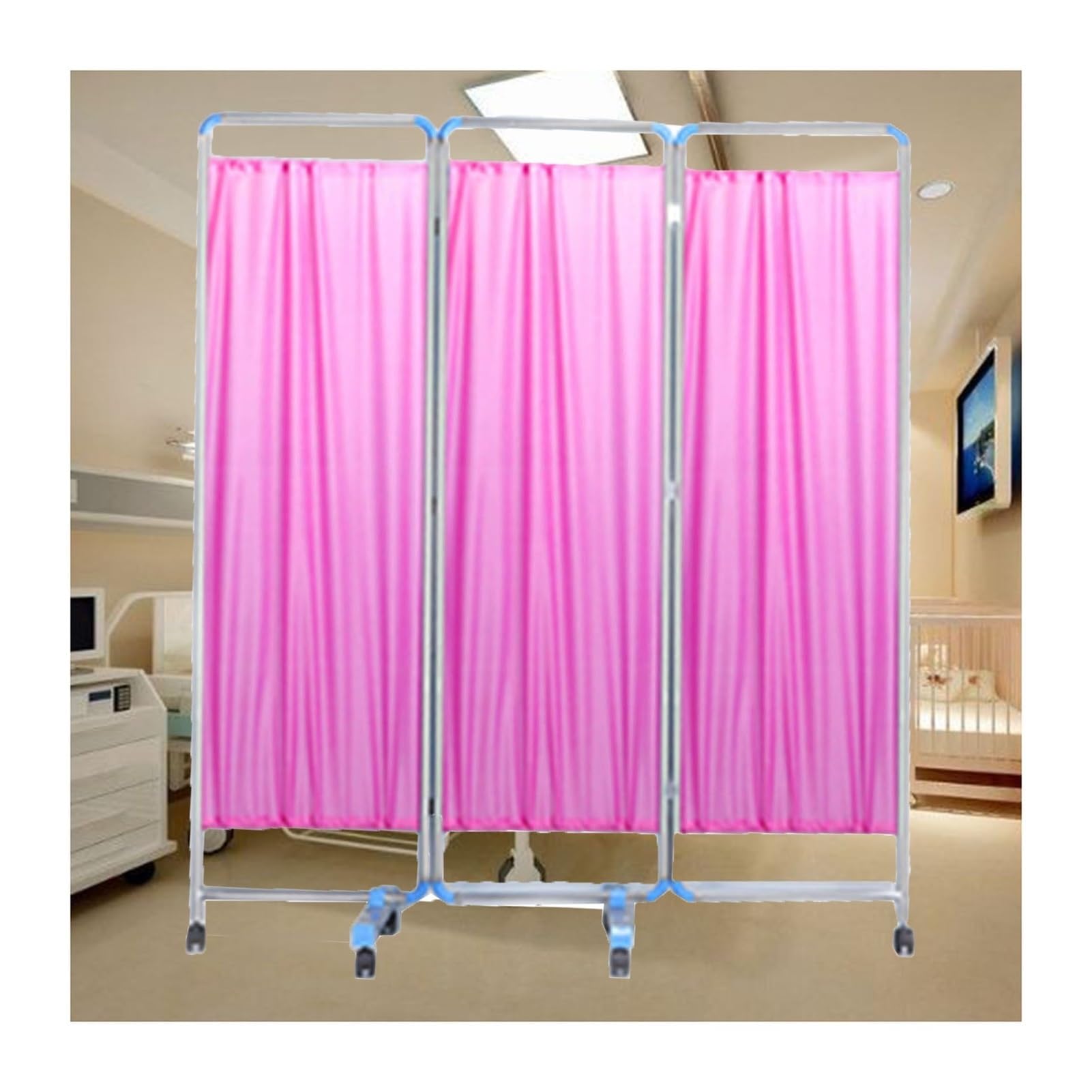 Paravent médical 3 volets mobile séparateur intérieur pliable 180 x 50 cm