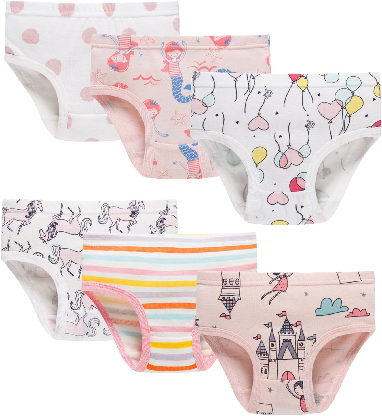 Boboking Soft Cotton Underwear Toddler Girls'Briefs Soft Undies 2 Mermaid Mixed