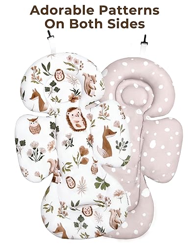 Miniatura 7 de Inserto infantil compatible con columpio Mamaroo de 4moms y asiento de coche infantil, incluye 3 juguetes de repuesto, inserto reversible para