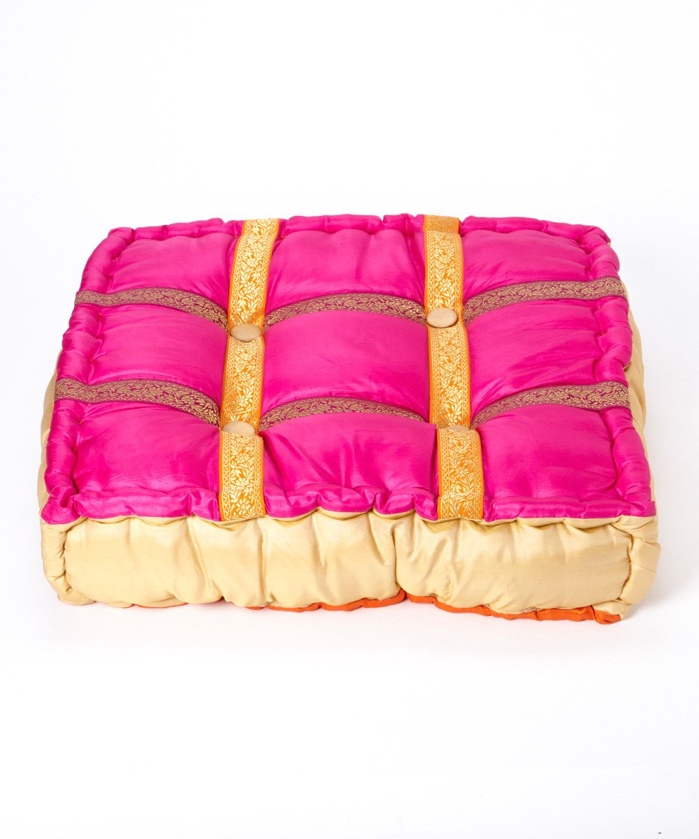 Bacati - Tangerine Orange & Fuchsia Floor Pillow 25 inch Square
