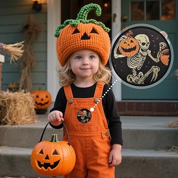 Pumpkin Embroidered Patch Halloween Pumpkin Skeleton Embroidered Patch