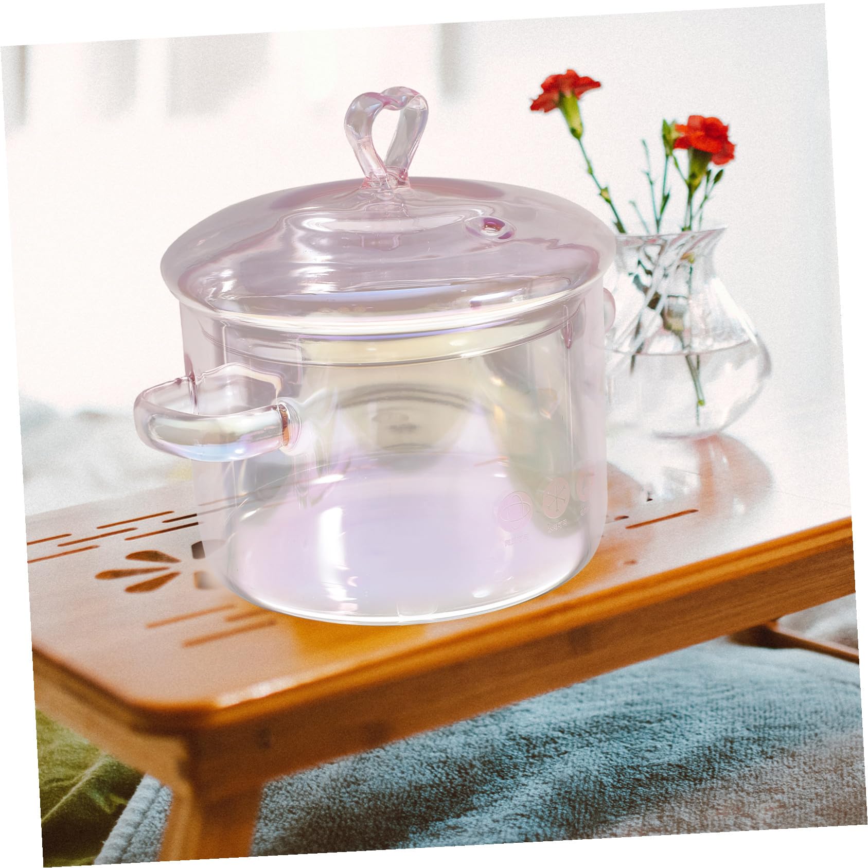 Alipis Glas Schmortopf 1500 Ml mit Löffel Transparenter Großer Topf aus Glas zum Langsamen Kochen für Gartenparty und Freunde