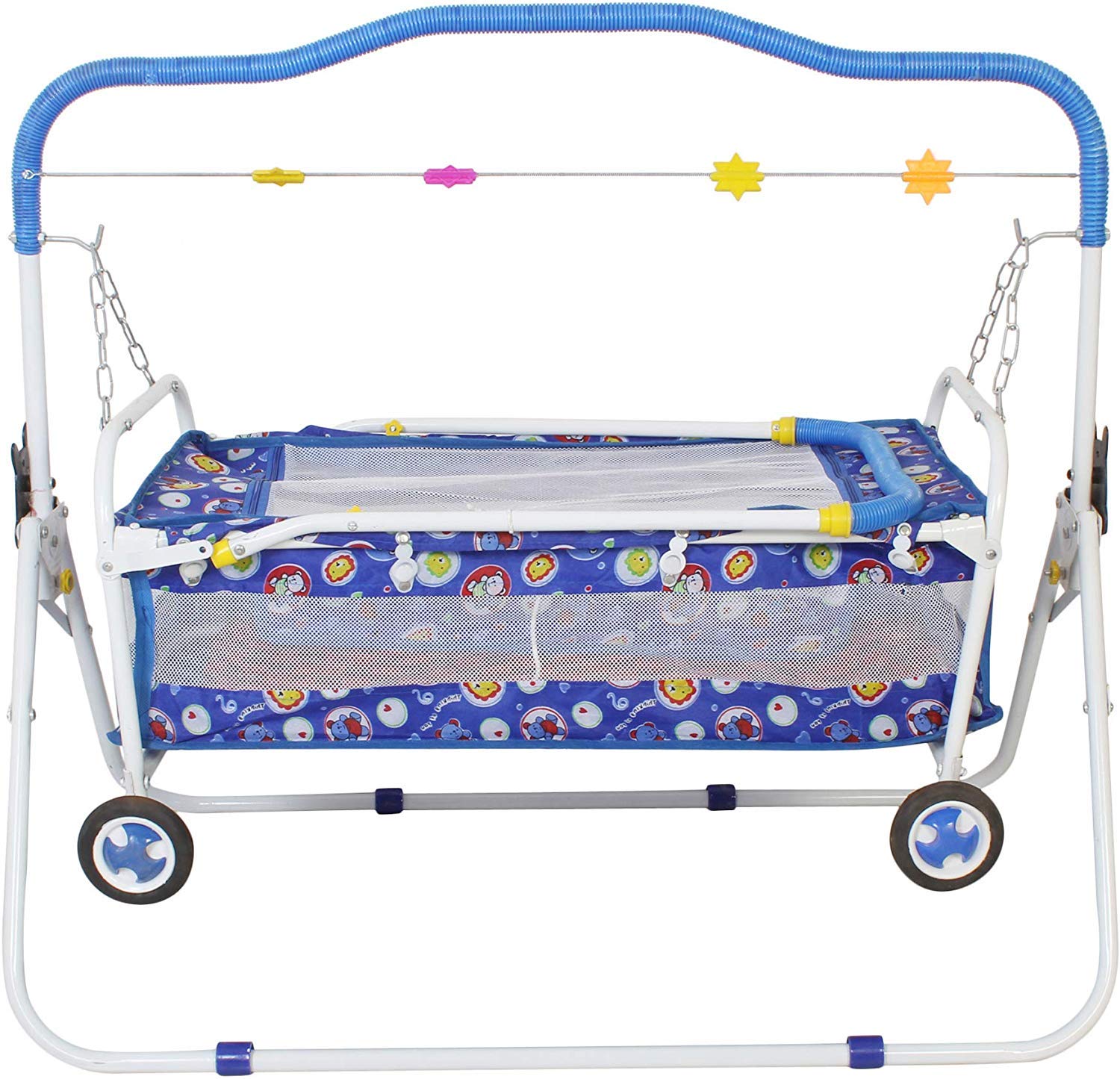 GRAZIA Baby Kick and Play Crib Cum Palna and Bedding Set with Mosquito Net -BLUE-J2-Made in India 1