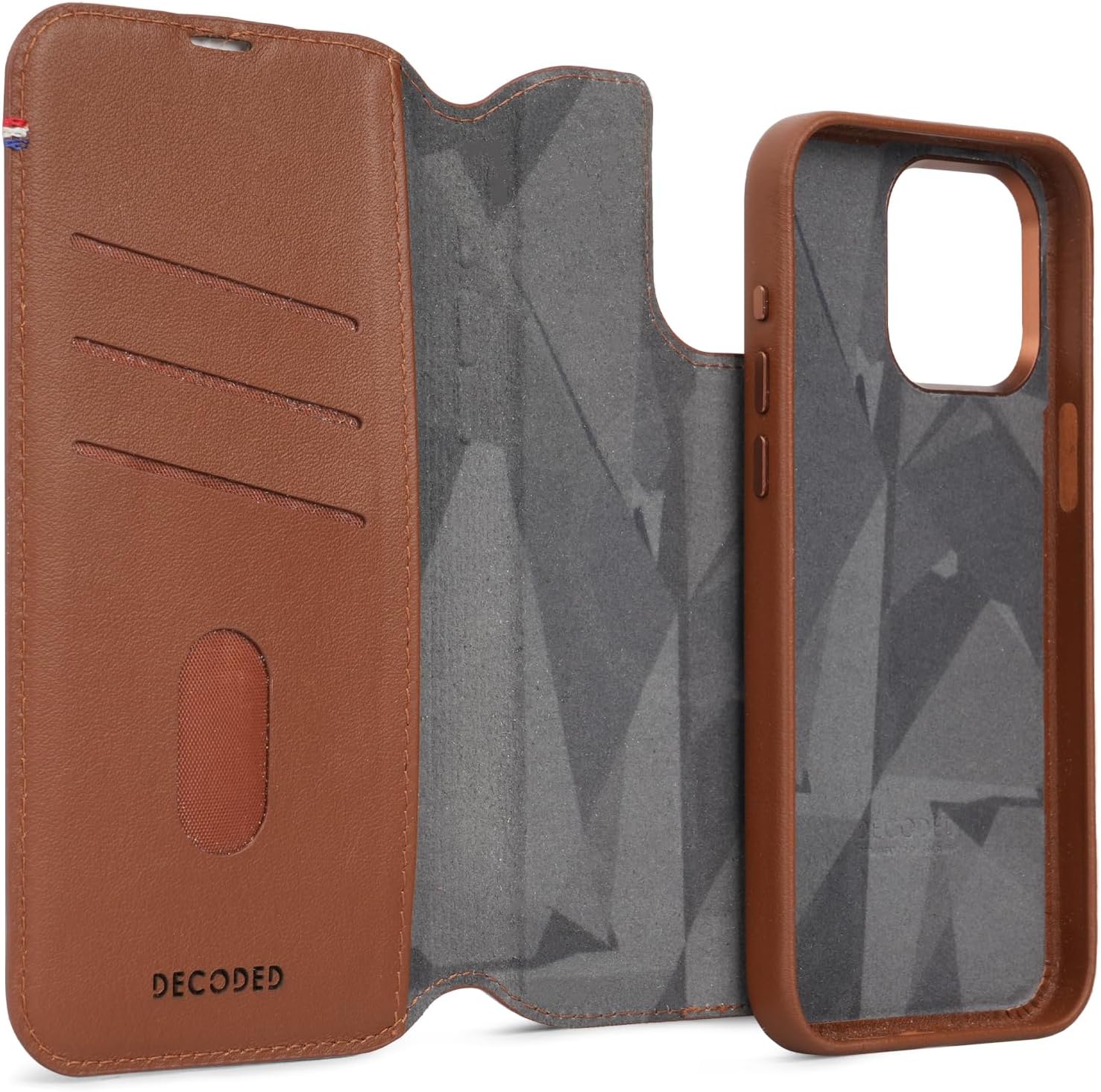 DECODED 2-in-1 Detachable Wallet Case for Apple iPhone 15 Pro (6.1 inch) - Premium European Leather - Card Holder - Protective and Shockproof - MagSafe Compatible - Microfiber Lining - Tan Brown