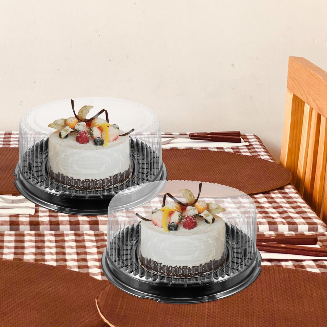 Angoily 10Pcs 9 Inch Plastic Cake Container with Clear Dome Lid, Cake Holder, Clear Plastic Cake-Carrier, Round Caking Boxes, Caking Stand, Round Cupcake Holder with Lid, Reusable Bakery Box