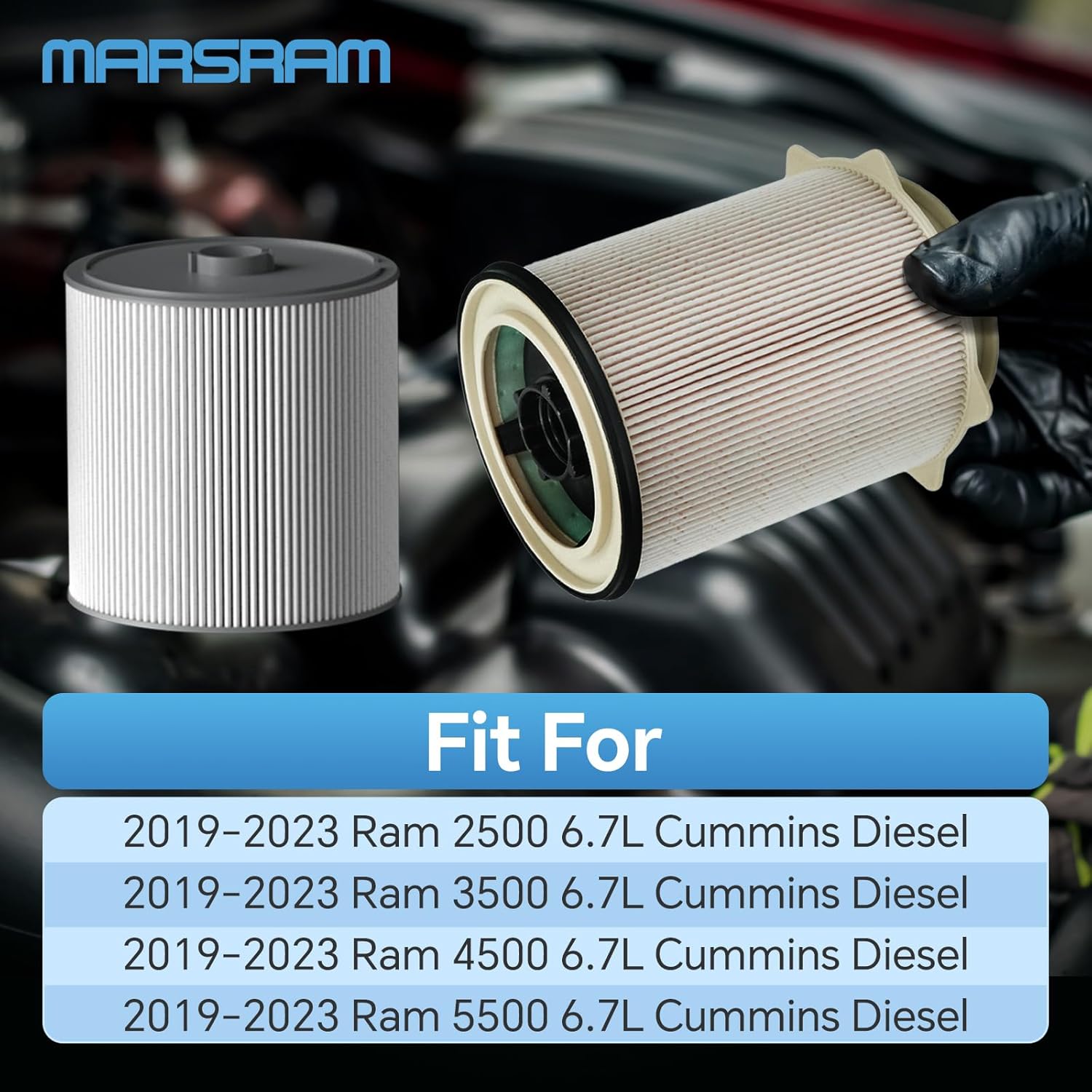 Marsram Fuel Filter Upgrade for 2019-2024 Ram 2500 3500 4500 5500 6.7 Cummins Diesel Fuel Filters for 2019 2020 2021 2022 2023 2024 Dodge Ram, Fuel Filter Water Separator Replace 68157291AA 68436631AA