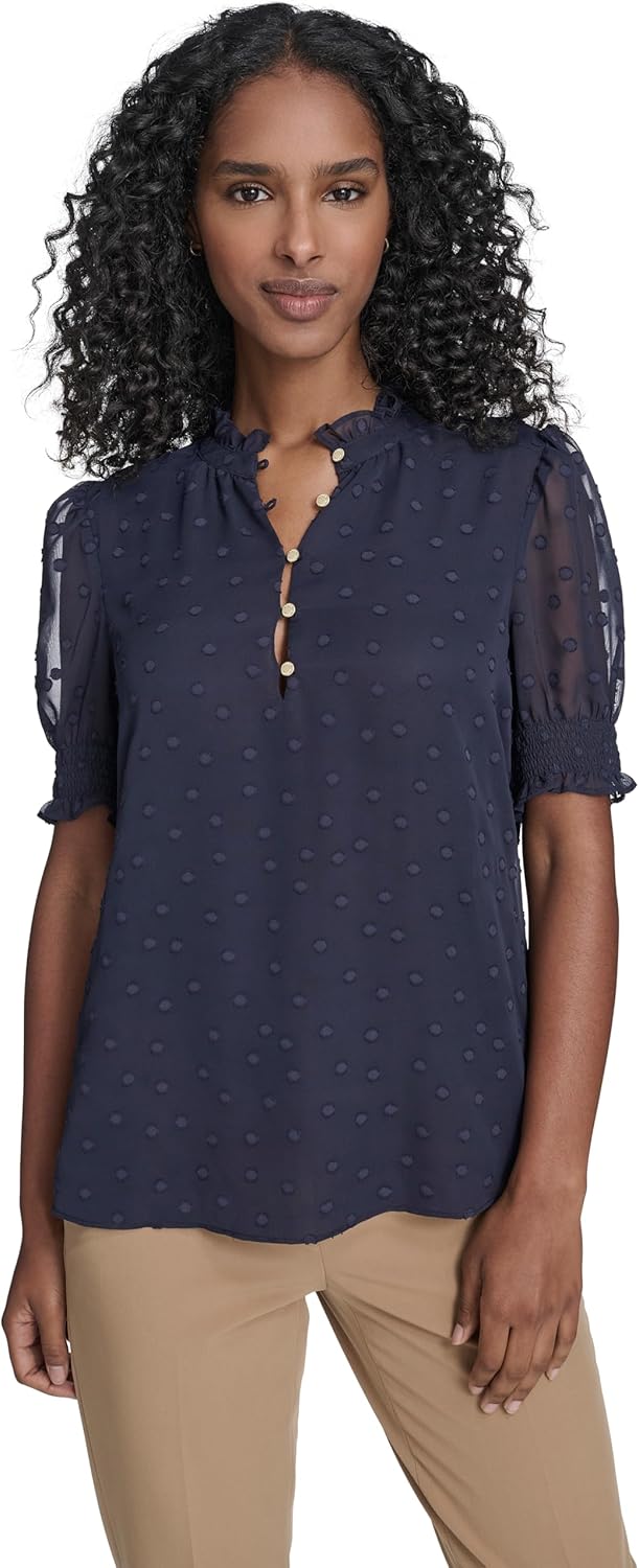 Tommy Hilfiger Womens Puff Sleeve Blouse