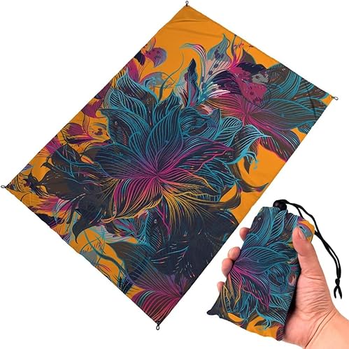 DOVIPE Manta de playa a prueba de arena, manta de picnic sin arena, impermeable, plegable, manta de playa con bolsillo, compacta para vacaciones al