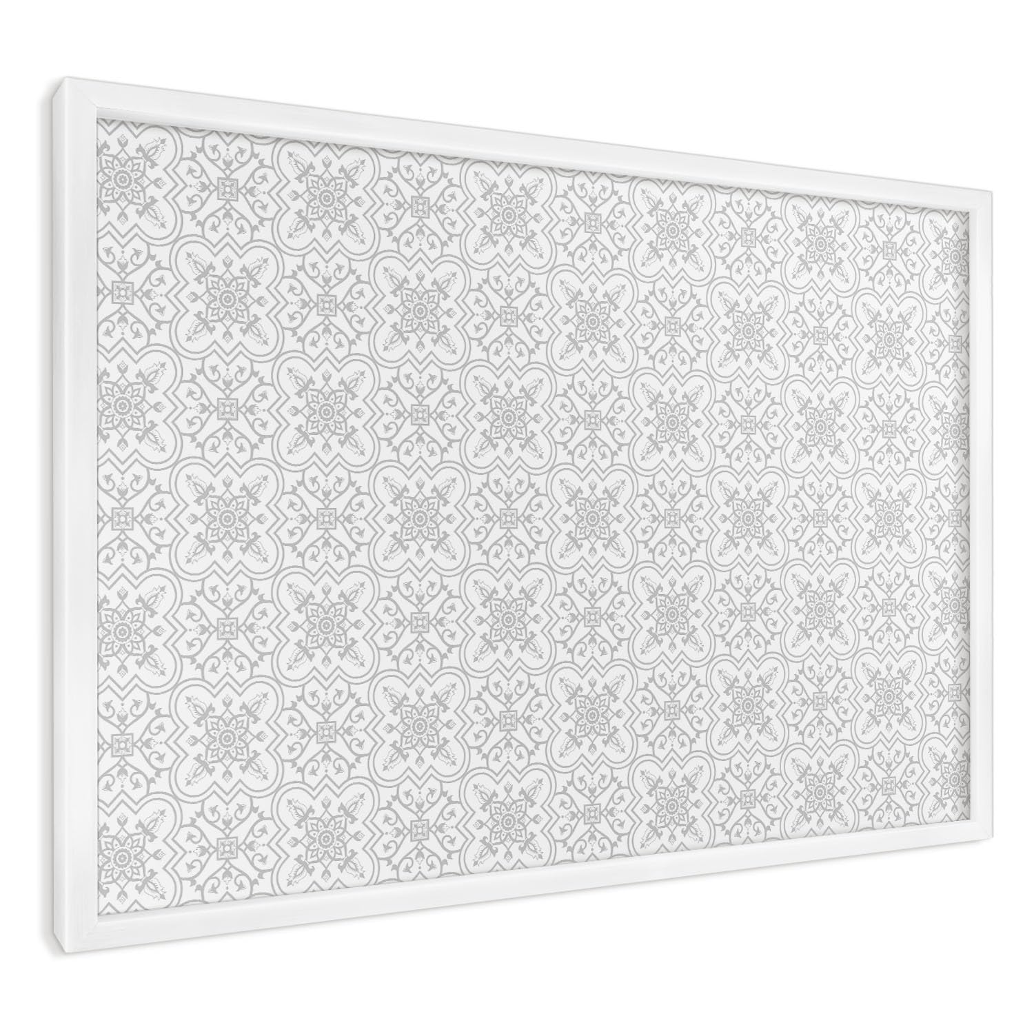Panel Magnético Creativo 60x40 cm | con Marco Blanco | Simetría Geométrica | Montaje Fácil | Pizarra de Pared Escolar | Para Letras Magnéticas, Números, Notas de Estudio y Calendario
