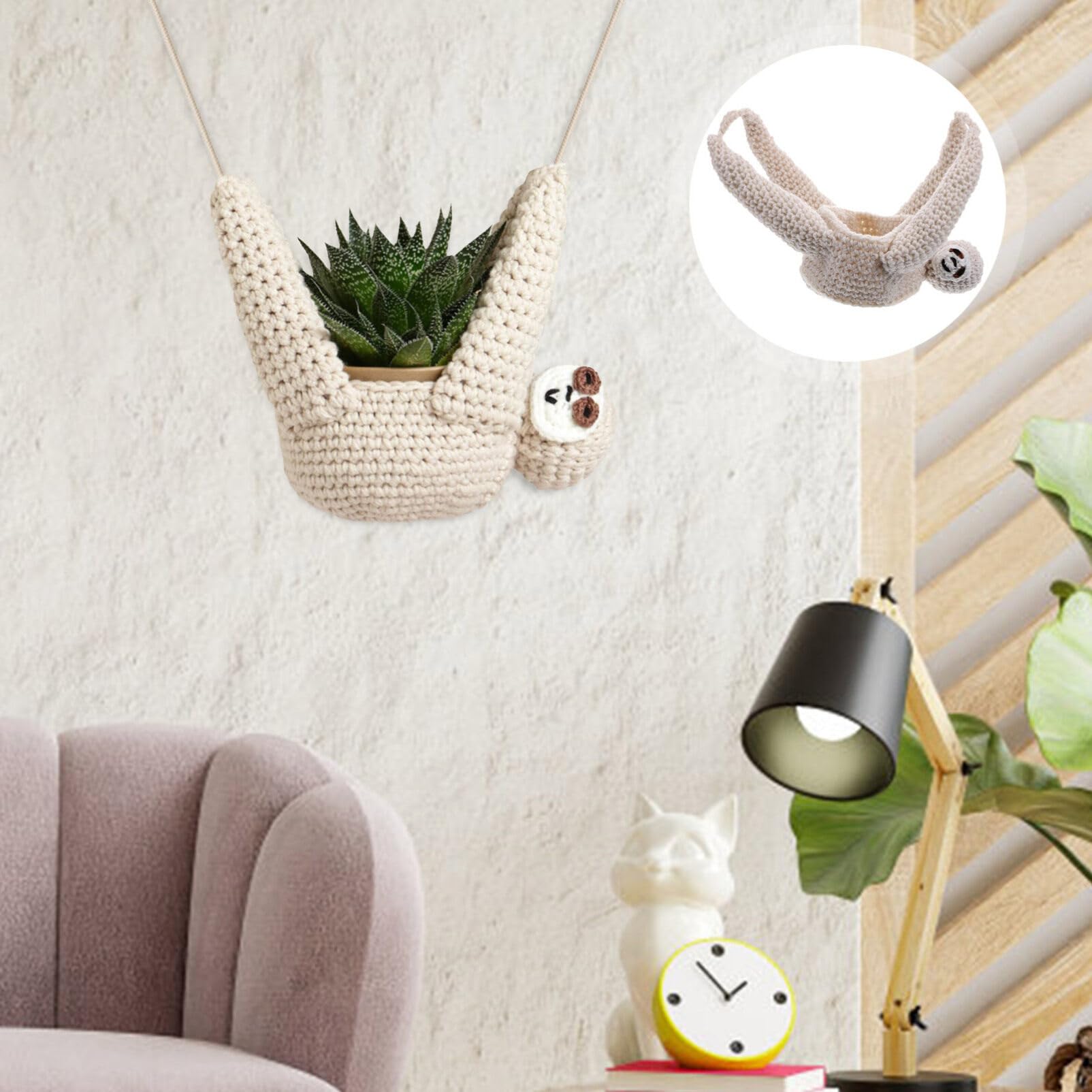 Amazon.com: YARNOW Crochet Sloth Hanging Planter Macrame Plant Hanger  Animal Wall Hanging Plant Holder Woven Cotton Rope Flower Pot Basket for  Ceiling Succulent Air Plants Pot : Patio, Lawn & Garden