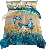 Vista 13 de HOSIMA Juego de ropa de cama para niñas con temática de caballos, juego de edredón estampado de flores de cerezo rosa con 2 fundas de almohada