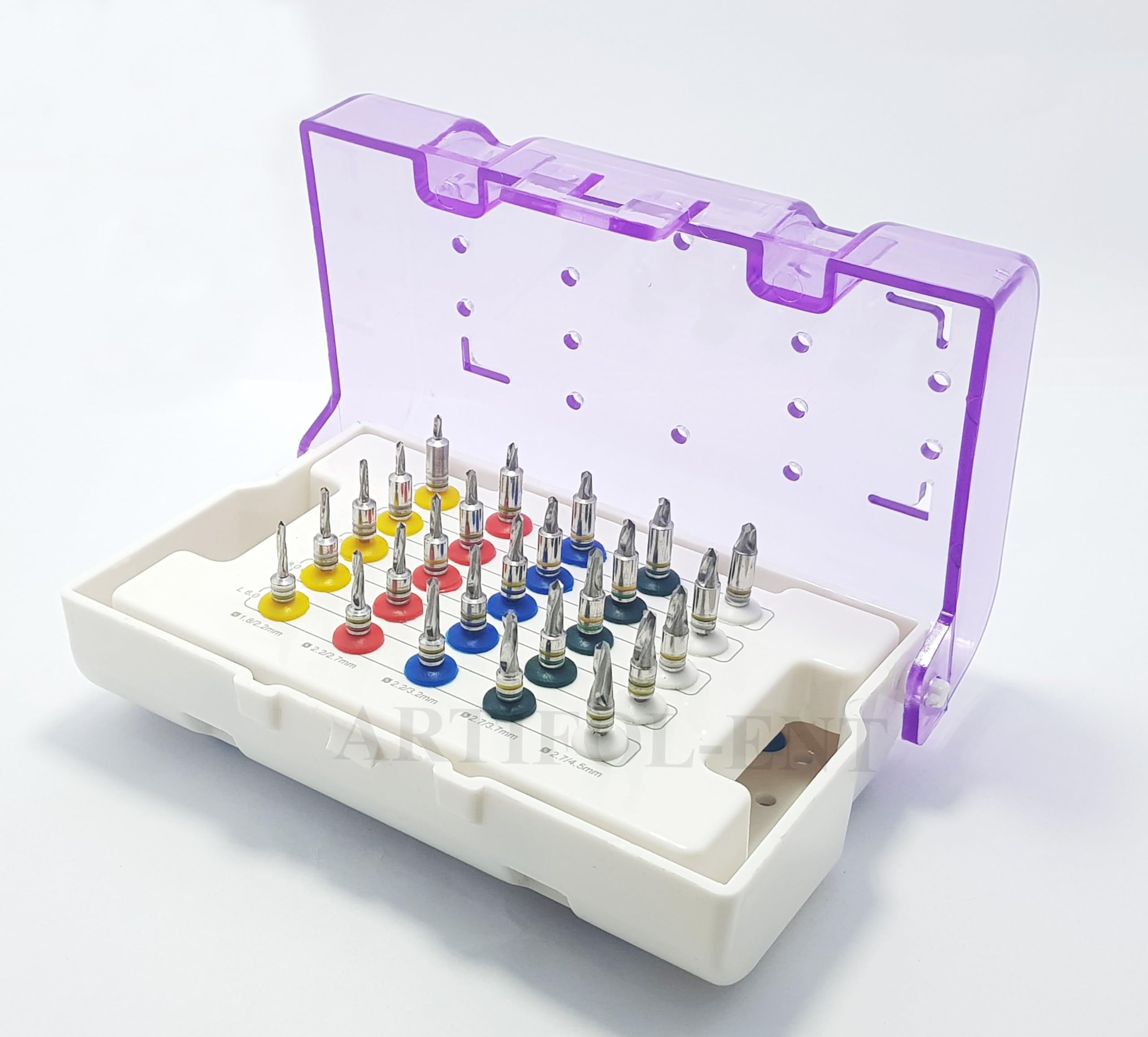 Generic Conical Drills Set with Stoppers 25 Pcs Implant Kit with Storage Box OS1048