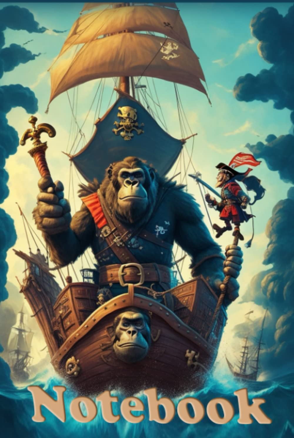 Carnet gorille pirate coloré format A5 de 120 pages lignées