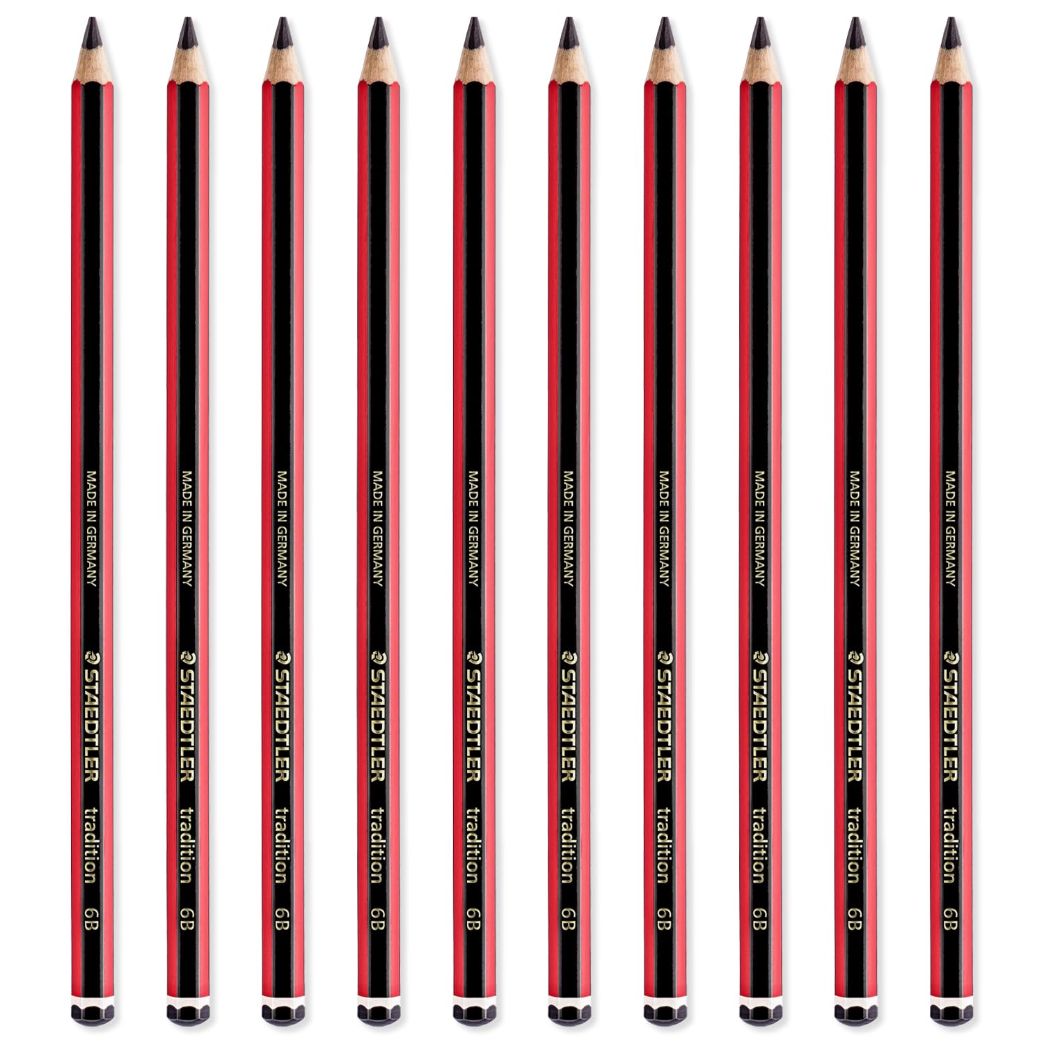 STAEDTLER Tradition Pencil - Drawing Sketching Art - Pack of 10 Pencils - Grade 6B, Black