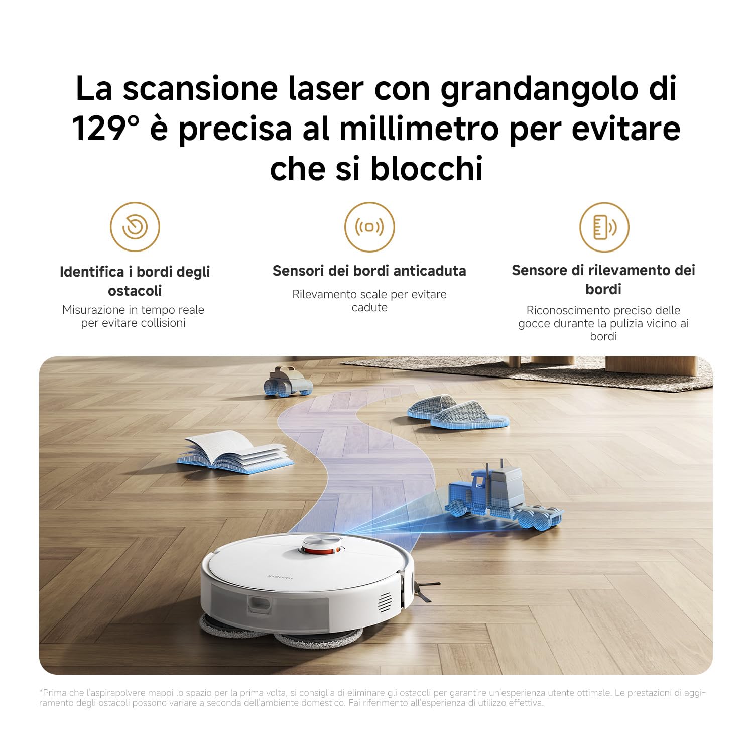 XIAOMI Robot Vacuum S40 Pro, aspirapolvere robotico intelligente e mocio, spazzole laterali autoestensibili, aspirazione 15000 Pa, pavimento duro e tappeto, telecomando tramite app
