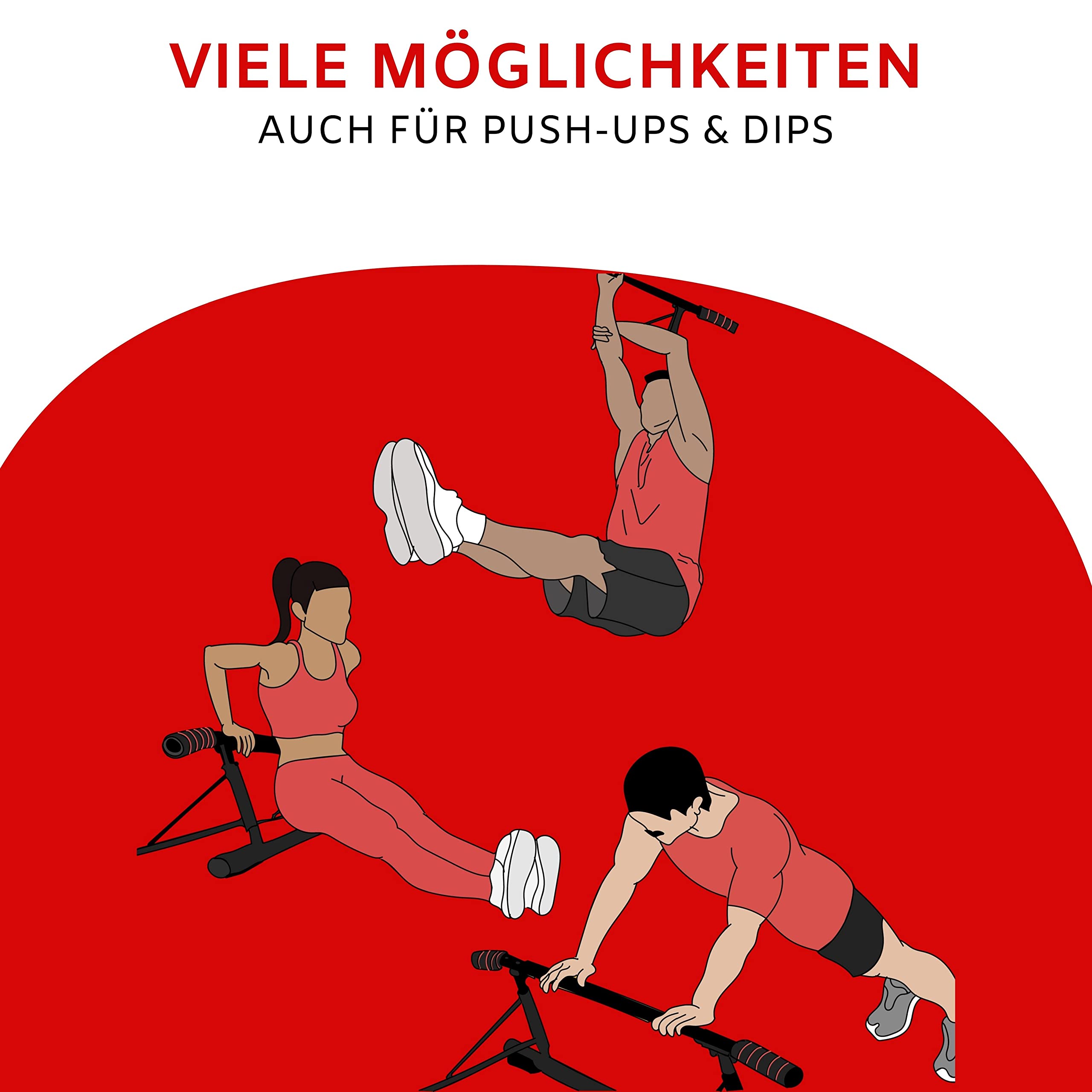 3 in 1 Klimmzugstange Türrahmen & Dip Barren & Liegestützgriffe +20 cm Höhe für volle Klimmzüge, Kraftstation & Pull Up Bar, Reckstange, Klimmzugstange Tür ohne Schrauben
