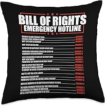 Amendments 1-10 of US Constitution Bill of Rights Constitution Bill of Rights Emergency Hotline Amendment 1-10 Throw Pillow, 18x18, Multicolor