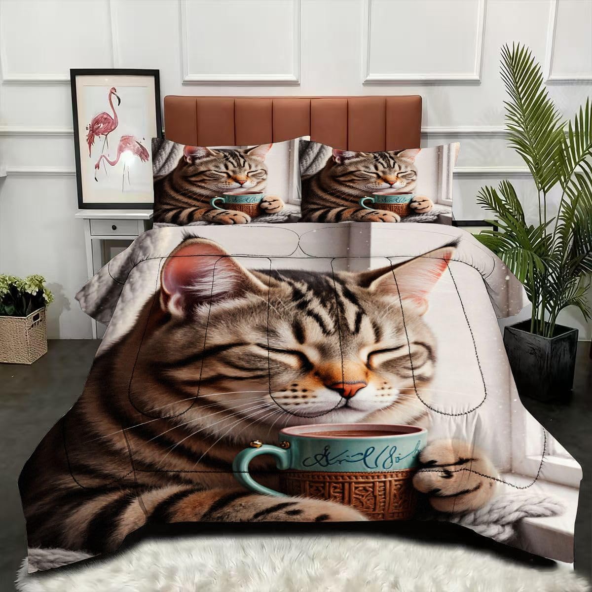 Couette 3D imprimé chat animal avec enveloppe ultra douce grand confort