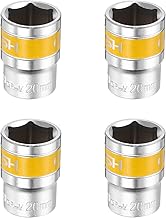 sourcing map 4 llaves de vaso de 1/2 pulgada con 6 puntos de 20 mm métricas de impacto poco profundo CR-V de acero para reparación de tuercas hexagonales de automóviles en el hogar, color amarillo