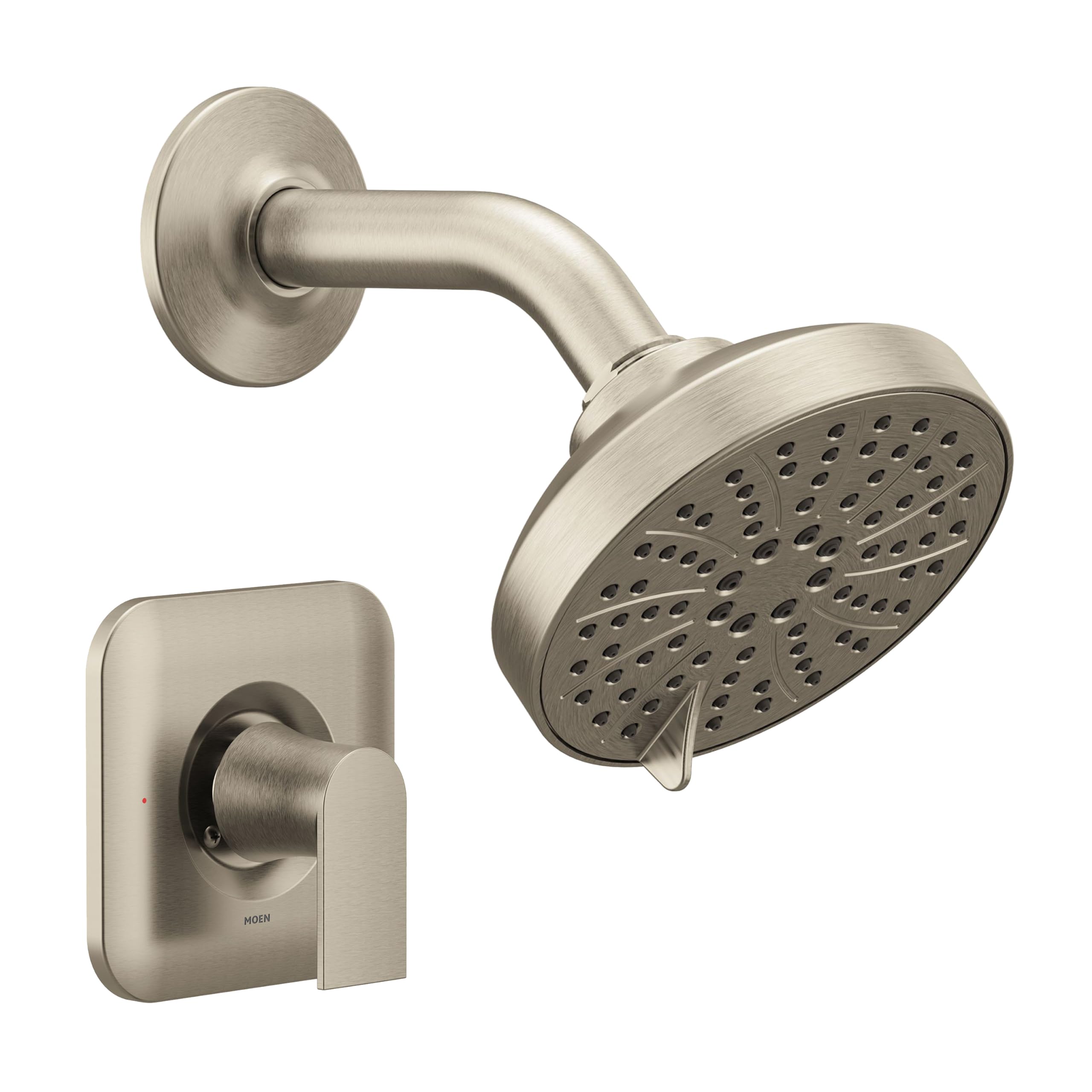 Moen Genta LX Brushed Nickel Pressure Balancing Eco-Performance Modern Shower Trim with Showerhead and Lever Handle, Posi-Temp Valve Required, T2472EPBN
