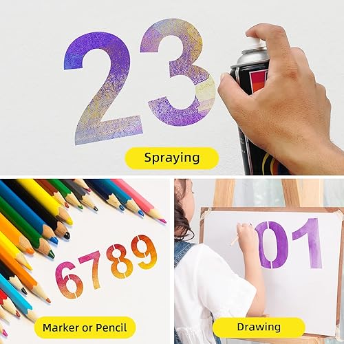 Miniatura 4 de Plantillas de números grandes de 12 pulgadas, plantillas de números grandes reutilizables, plantillas digitales de plástico, plantillas para tartas,