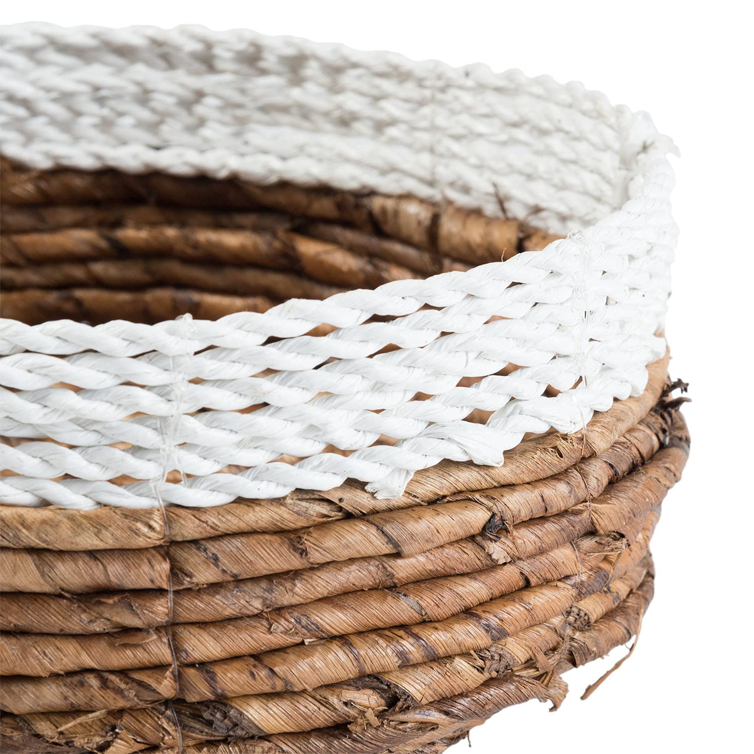 Cesta de almacenamiento de fibra natural, color blanco