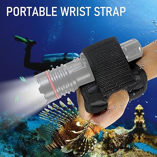 Miniatura 3 de Linterna de buceo, guante manos libres, soporte de luz de buceo con cinta mágica, soporte para linterna de buceo, correa de muñeca ajustable