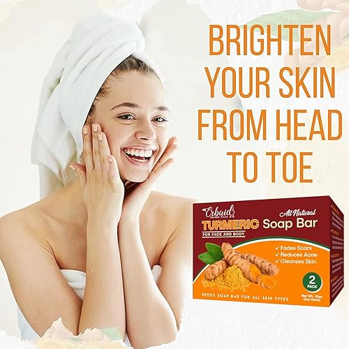 Miniatura 2 de Jabón de cúrcuma natural para cara y cuerpo  Jabón iluminador de piel de cúrcuma para manchas oscuras, áreas íntimas, axilas  El lavado facial de