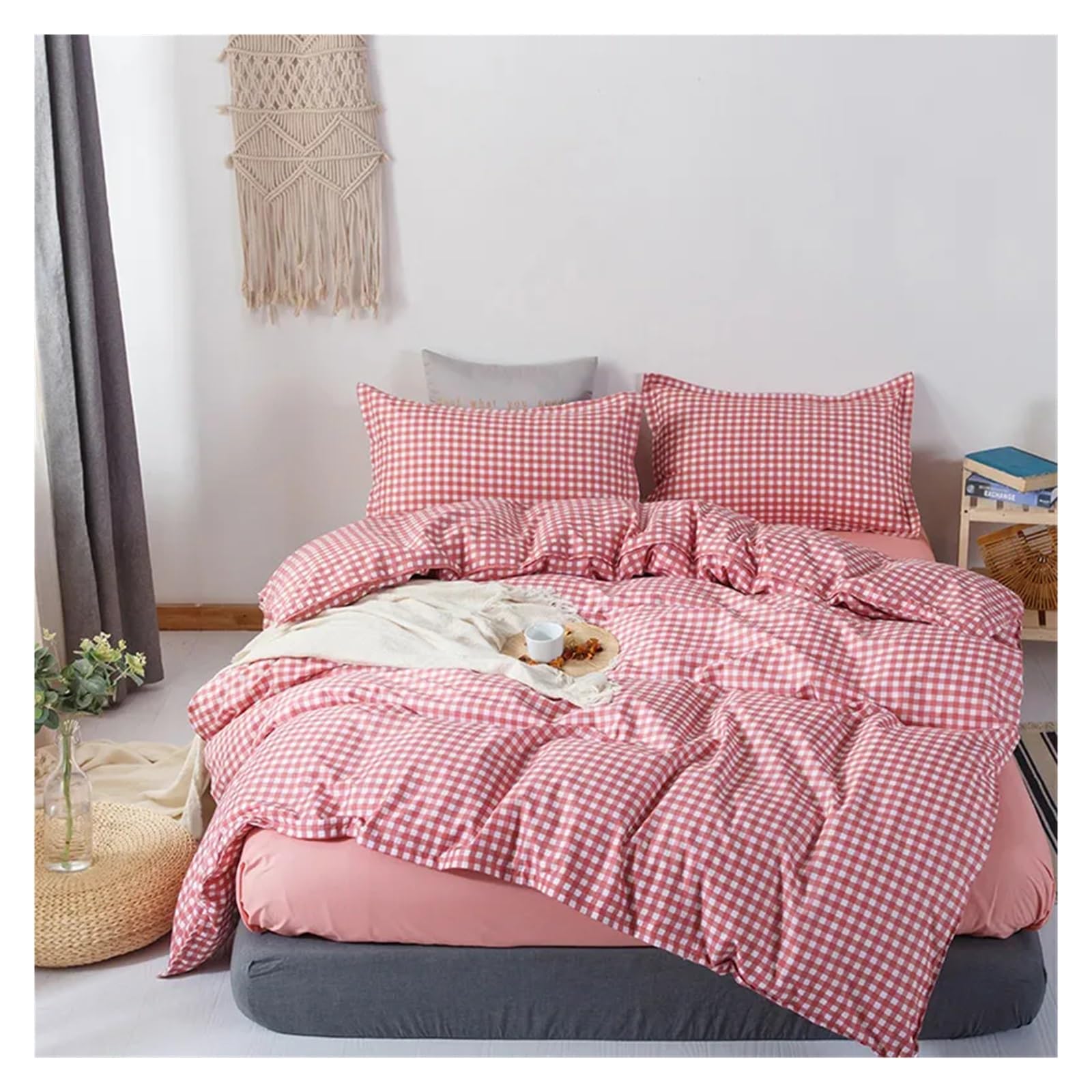 Set copripiumino 220 x 240 cm, 4 pezzi, copripiumino 150 x 200 cm, coperta, lenzuolo, letto matrimoniale queen size, letto di lusso in una borsa (blu, 180 x 200 cm)