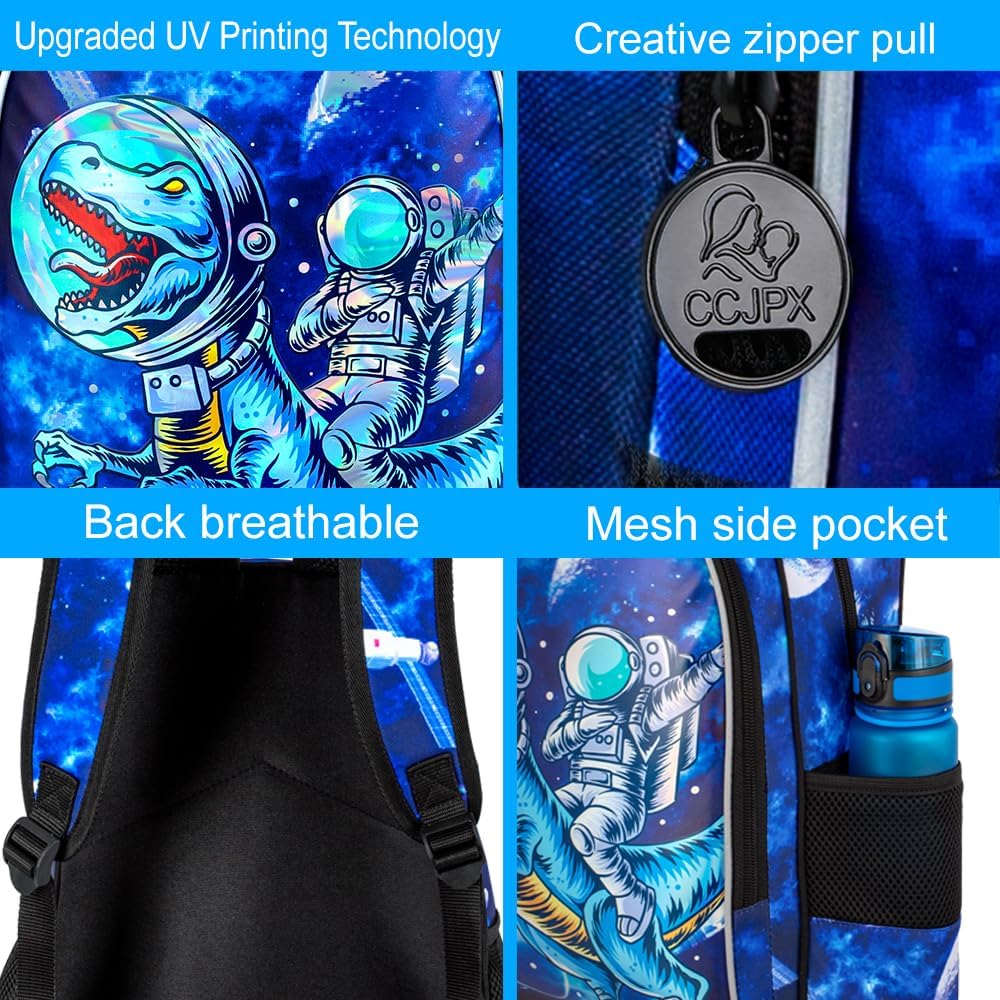 KLFVB 3PCS Dinosaur Backpack for Boys, 16" Kids Bookbag and Lunch Box, Preschool Backpacks for Elementary Students - Image 5