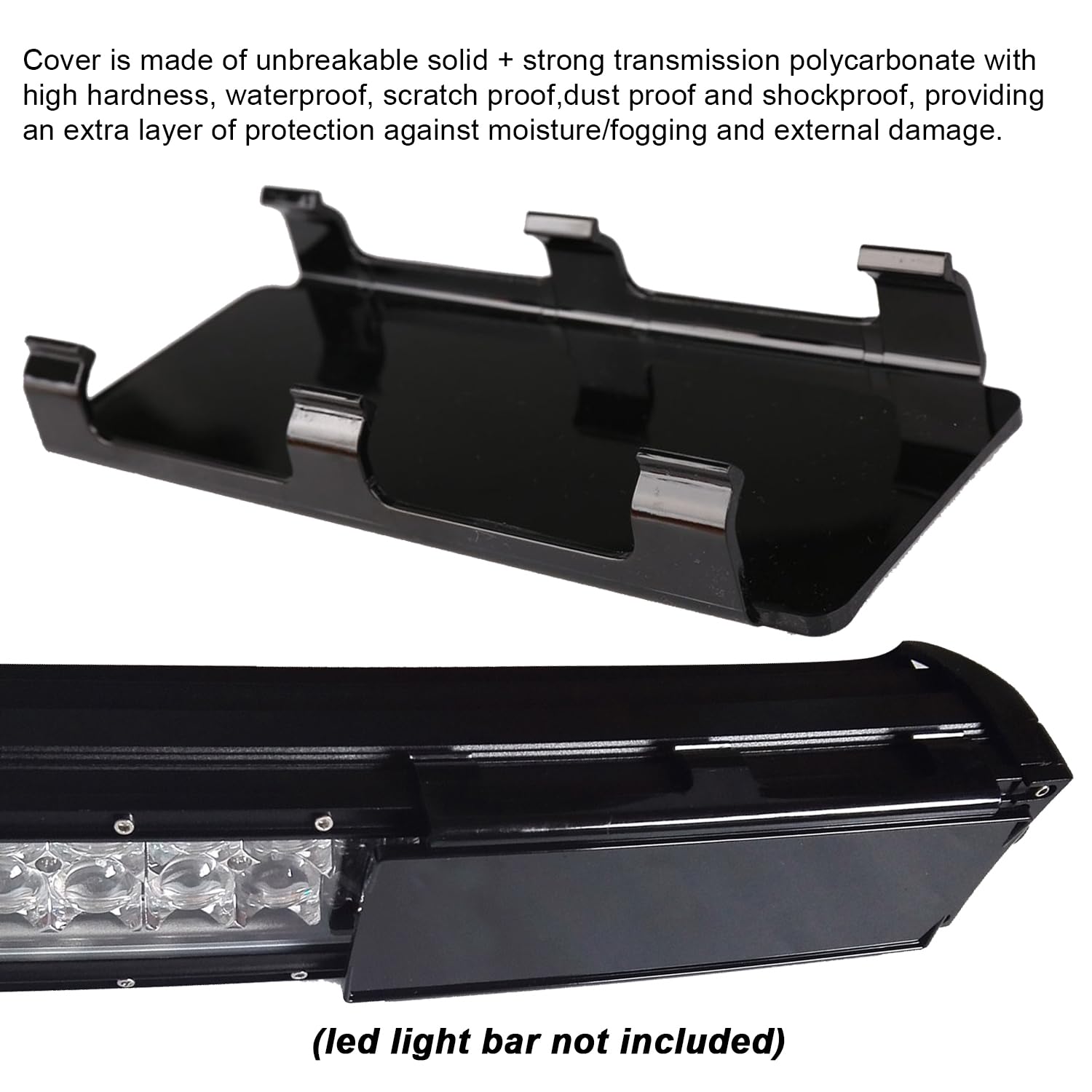 Copertura protettiva per barra luminosa a LED da 106,7 cm, in policarbonato nero, per guida dritta e curva, per luci fuoristrada, impermeabile, antipolvere, antigraffio, antiurto, per ATV, SUV, camion