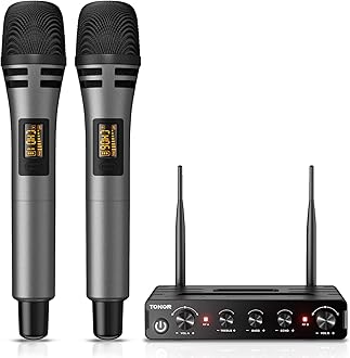 TONOR TW350 Wireless Microphones for Singing,UHF Handheld Dynamic Karaoke Mics& Receiver for Devices with XLR&6.35mm Audio Interfaz, 60 m for Karaoke, Wedding, DJ, Party, Church, TW350 Grey