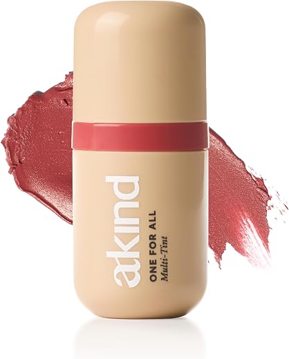 Akind One For All Multi-Tint – Barrier-Friendly 3-in-1 Tint for Lips, Cheeks & Eyes with Hyaluronic Acid, Jojoba Oil & Pep...