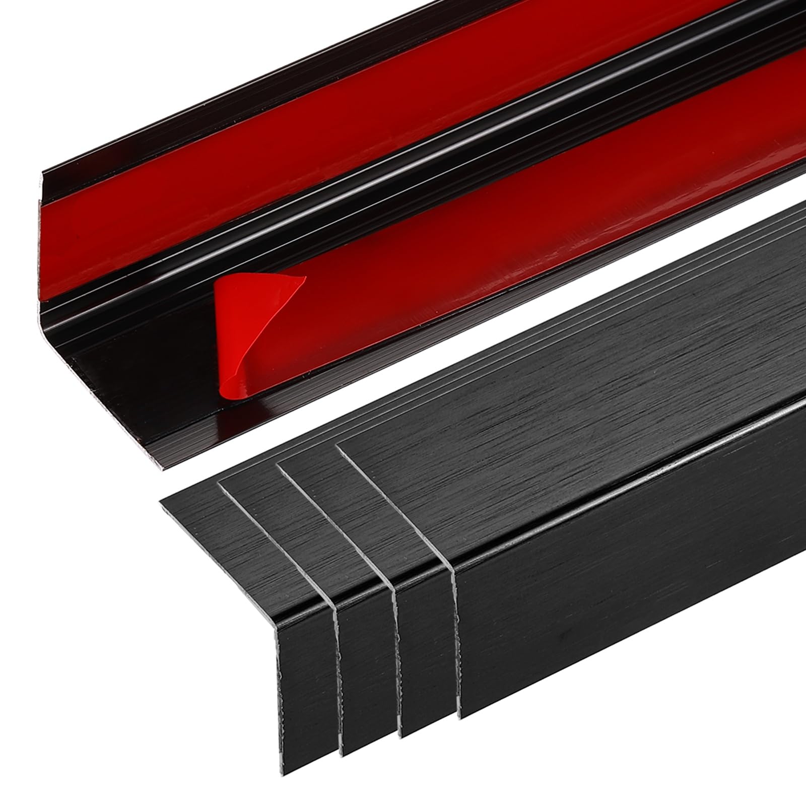 sourcing map 5 protectores de esquina de pared, 35 x 0.8 pulgadas, protectores de esquina de aluminio en forma de L para decoración de bordes de pared, negro cepillado