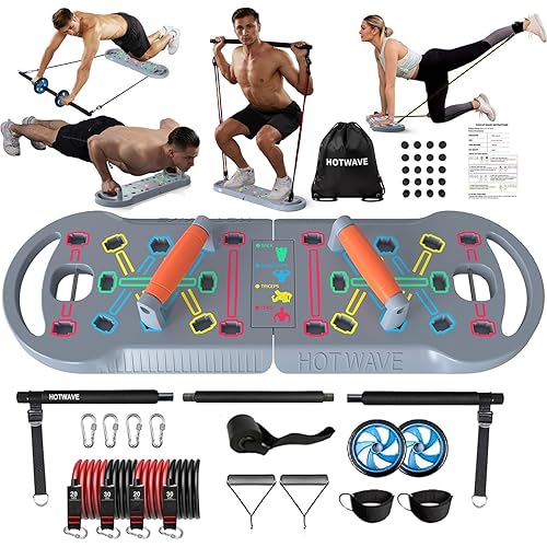 HOTWAVE Push Up Board Fitness, Portable Foldable 20 in 1 Push Up Bar at Home Gym, Pushup Handles for Floor. Professional Strength Training Equipment For Man and Women