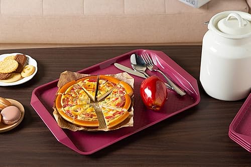 Miniatura 5 de Bandeja de plástico para comida rápida, 16.7 x 11.8 pulgadas, juego de 12 (rojo vino)