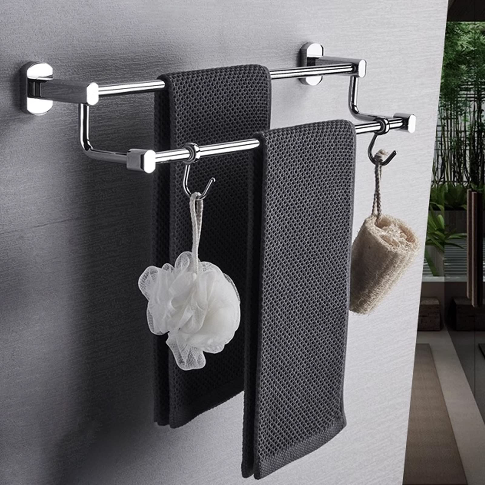 Portasciugamani da Parete, Interamente in Rame, da 30 cm a 100 cm, Supporto Doppio per Bagno e Cucina, Montaggio con Viti (Dimensioni: 30 cm)