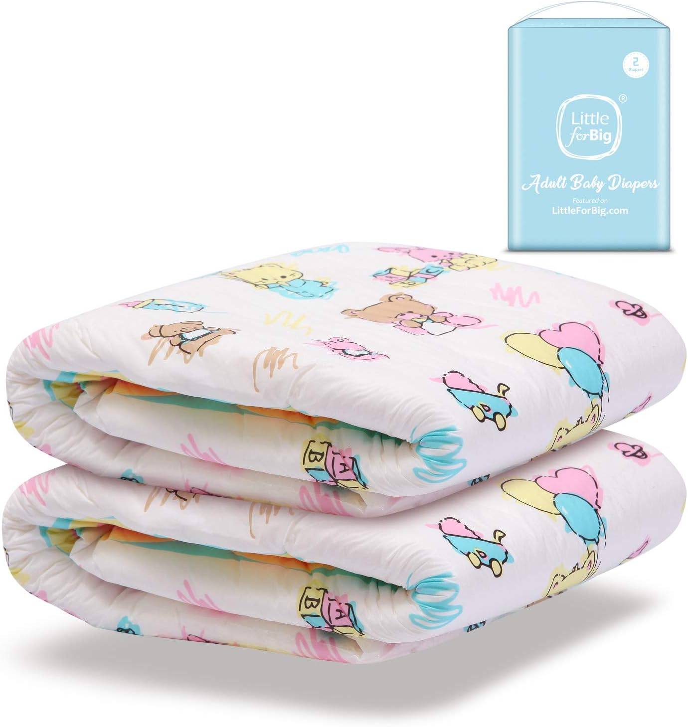 Littleforbig Adult Printed Diaper 2 Pieces - Baby Cuties (Large 36"-48")