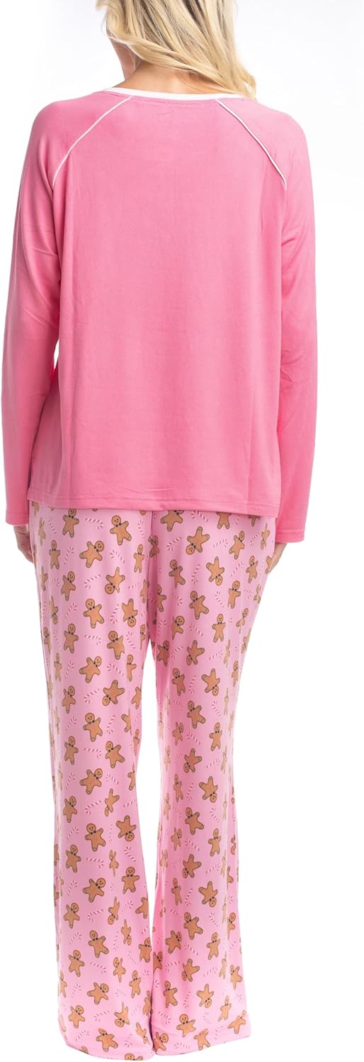 Goodnight Kiss Women's Pajama Set, Ultra Soft Loungewear, Long Sleeve Shirt and Pants - Cherry & Merry - Pijamas de Mujer - Image 2