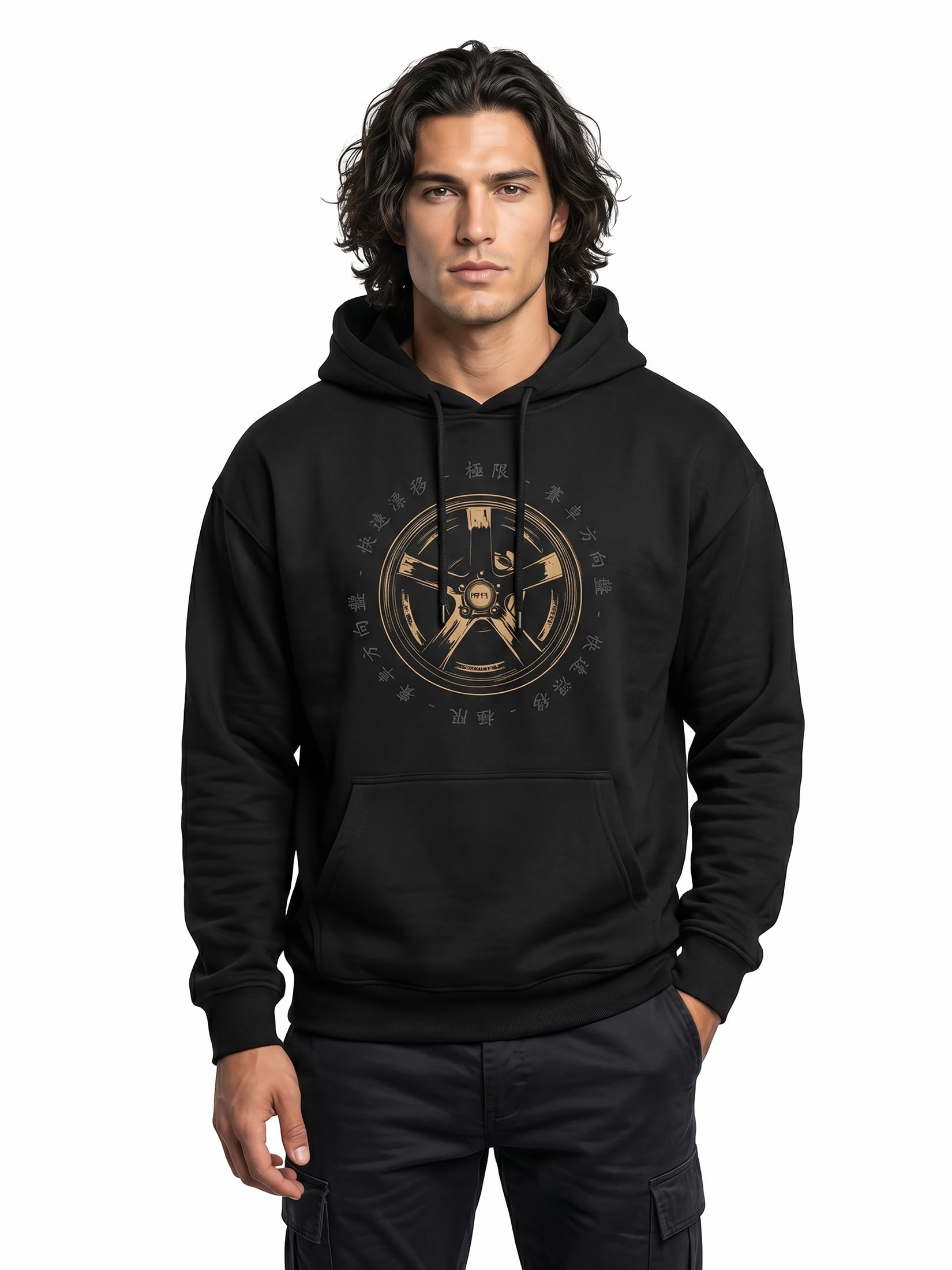 MAKAYA bluza z kapturem męska racing z motywem felgi tuning motorsport styl furious tokyo drift hoodie z nadrukiem