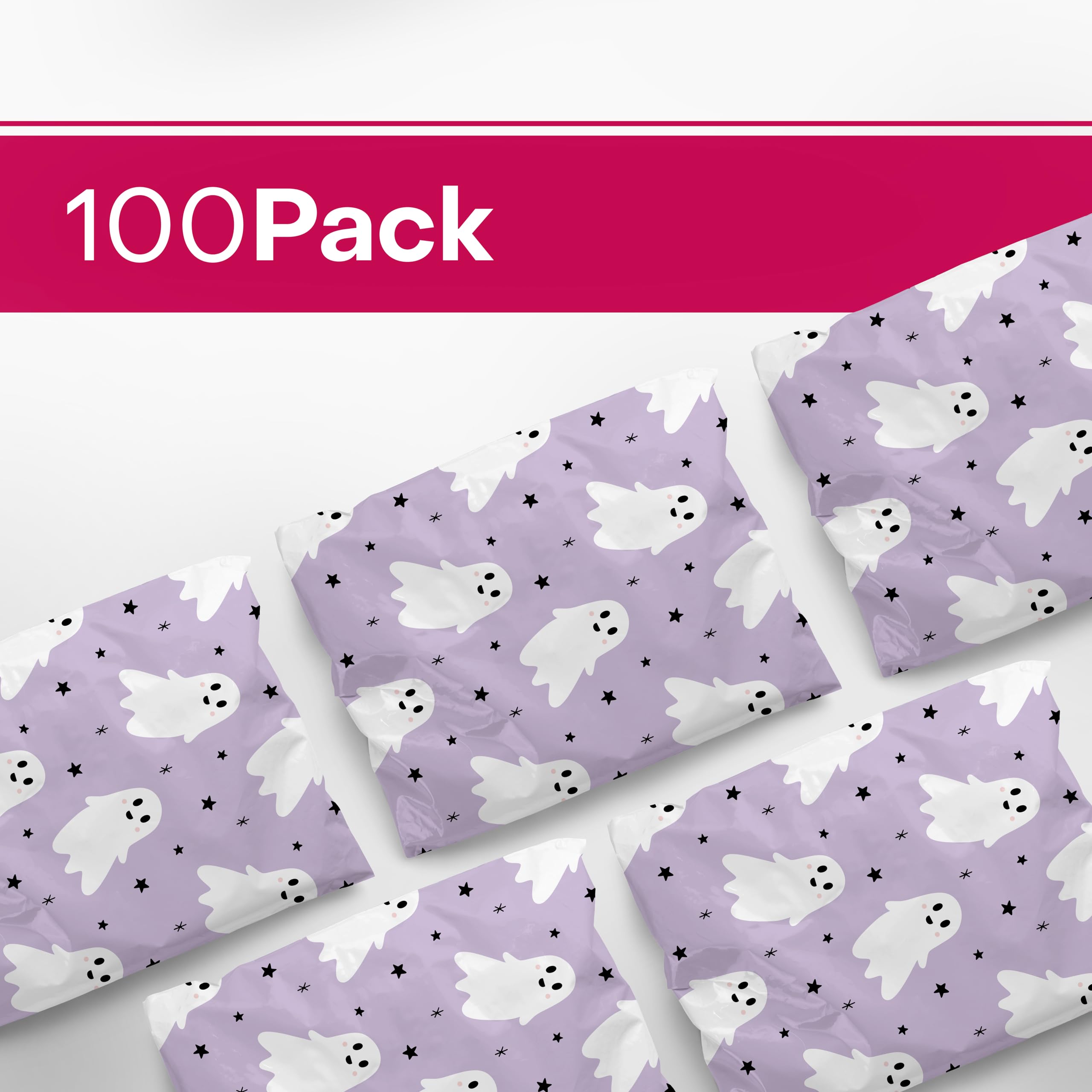 Ghost10x13 - Sobres de polietileno Package Mint de 10 x 13 pulgadas, paquete de 100 sobres impermeables y resistentes al desgarro para suministros de pequeñas empresas | Fantasma