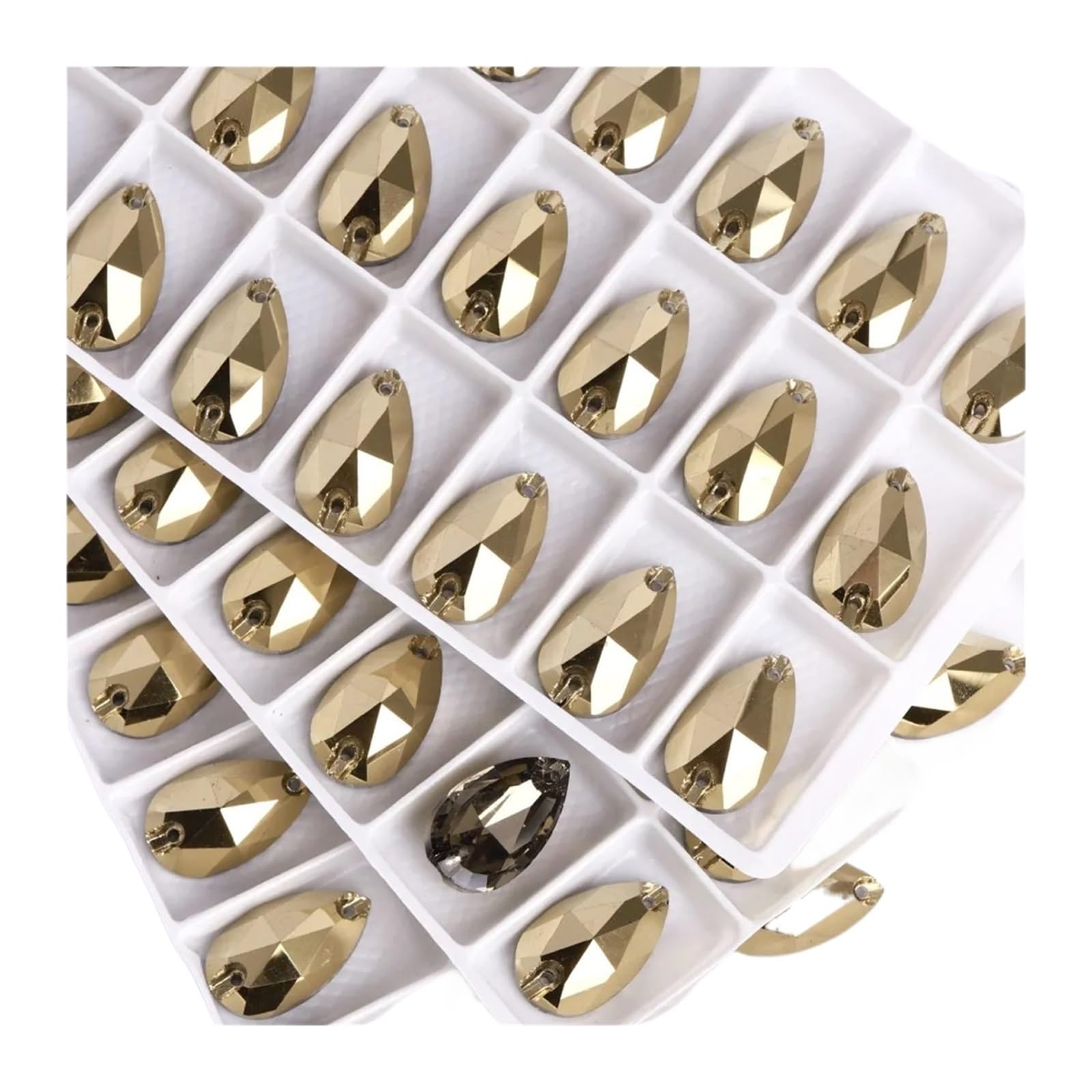 Szklanka do szycia z kryształem górskim, gruszka, brokat, kryształ, kamienie, czarne, płaskie cyrkonie, do szycia ubrań z tkaniny, (Dorado, 11 x 18 mm, 24 szt.)