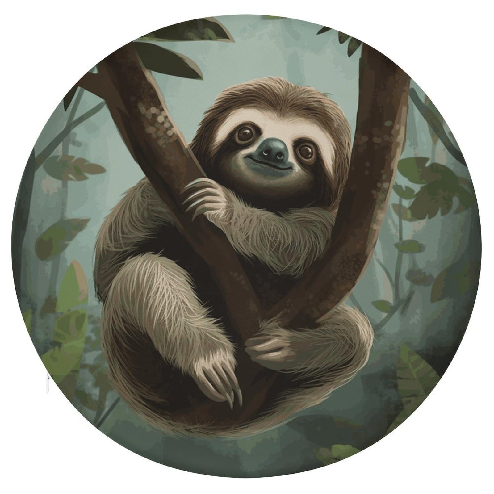 FekiLoot Sloth2 Seat Cushion Comfort Memory Foam Seat Cushion Chair Pad Soft Round Stool Cushion Chair Cushion Removable Washable Cover for Home Office Outdoor Bistro 15.35 Inch