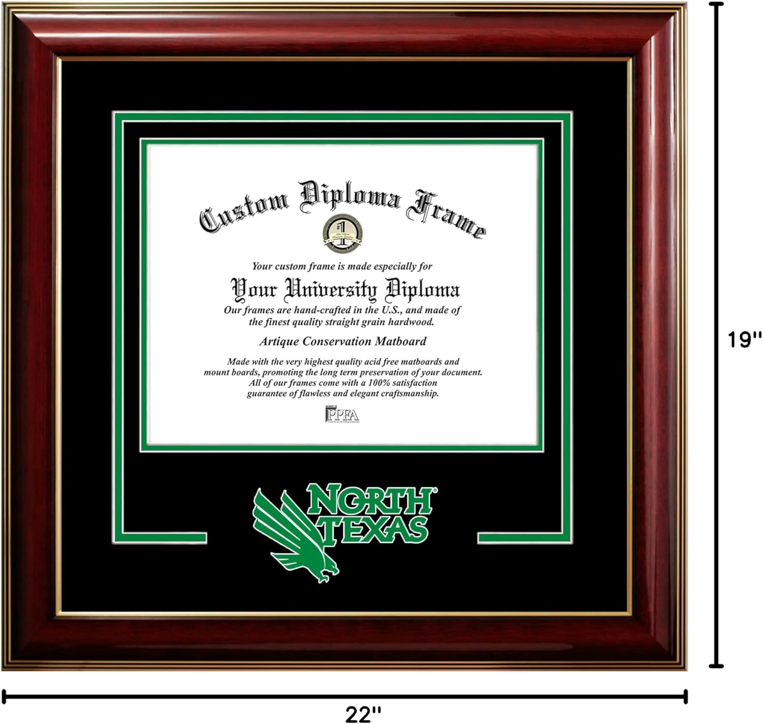 North Texas Mean Green 14w x 11h Classic Spirit Logo Diploma Frame