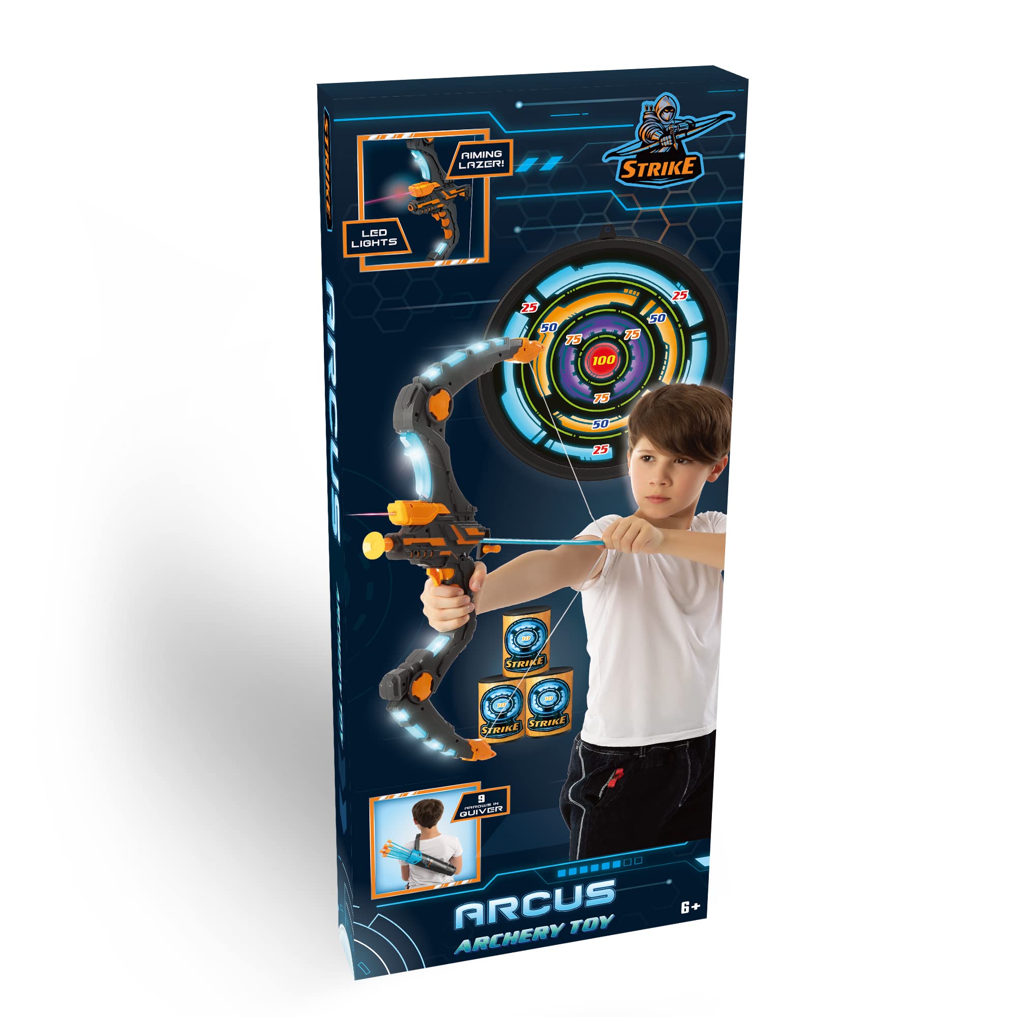 JOYIN Arc et Flèche pour Enfants Jouets avec Lumières LED, Ensemble de Tir à l'arc Comprenant 9 Flèches Ventouses, Cible et Carquois Jouets d'extérieur
